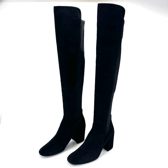 Stuart Weitzman City 5050 Black Thigh High/OTK Boot Size 10M Suede Block Heel - Picture 2 of 14